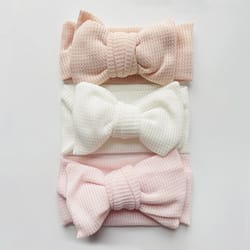 ultra-soft waffle-knit baby bow headband – premium elastic turban for newborns