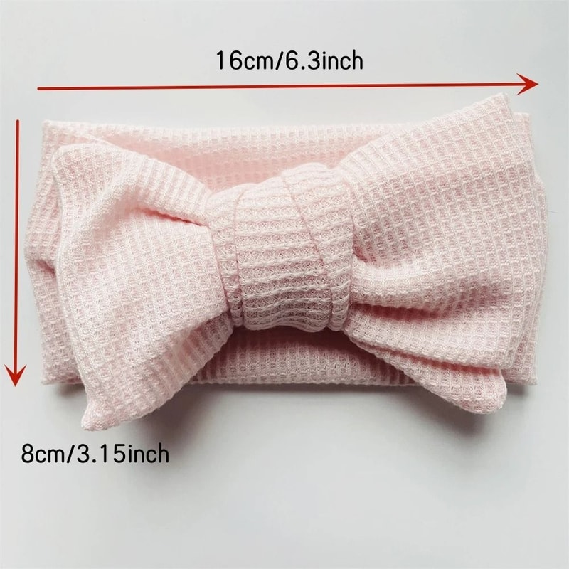 UltraSoft WaffleKnit Baby Bow Headband Premium Elastic Turban For Newborns 2