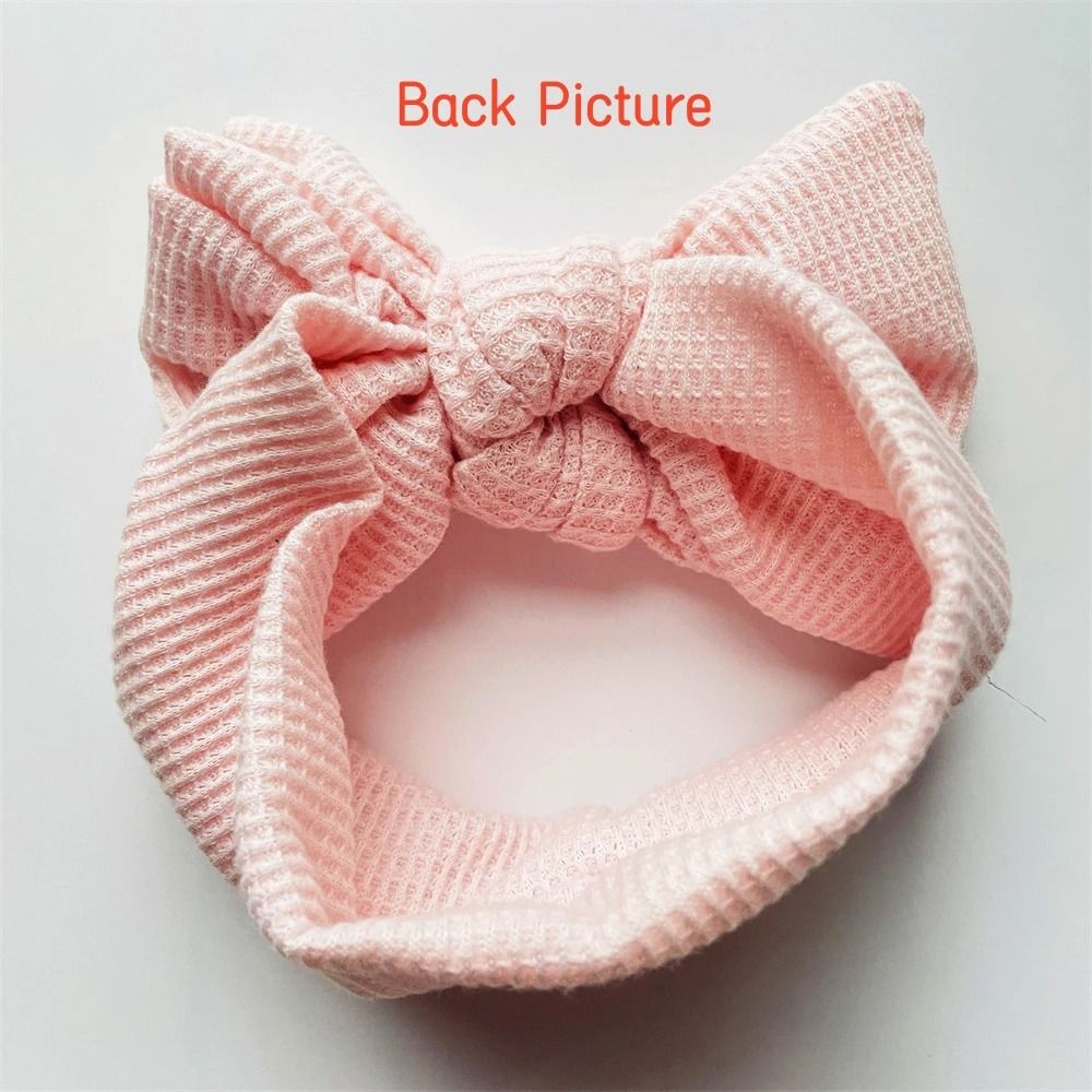 UltraSoft WaffleKnit Baby Bow Headband Premium Elastic Turban For Newborns 3