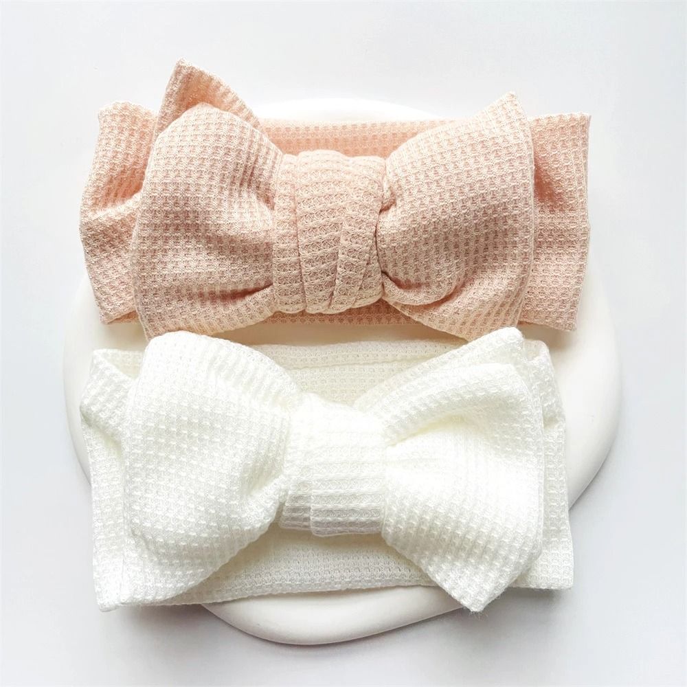 UltraSoft WaffleKnit Baby Bow Headband Premium Elastic Turban For Newborns 5