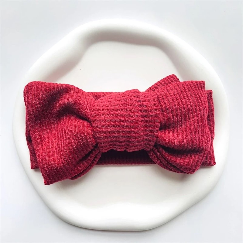 UltraSoft WaffleKnit Baby Bow Headband Premium Elastic Turban For Newborns 13