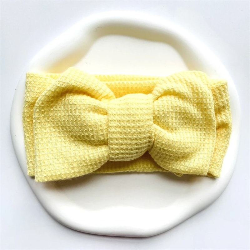 UltraSoft WaffleKnit Baby Bow Headband Premium Elastic Turban For Newborns 6