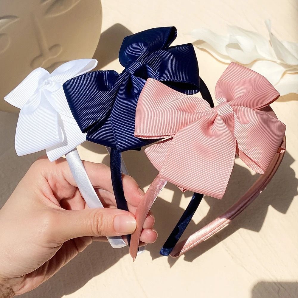 Boutique Grosgrain Ribbon Bow Headband 4Inch Handmade Hair Accessory For Girls 0