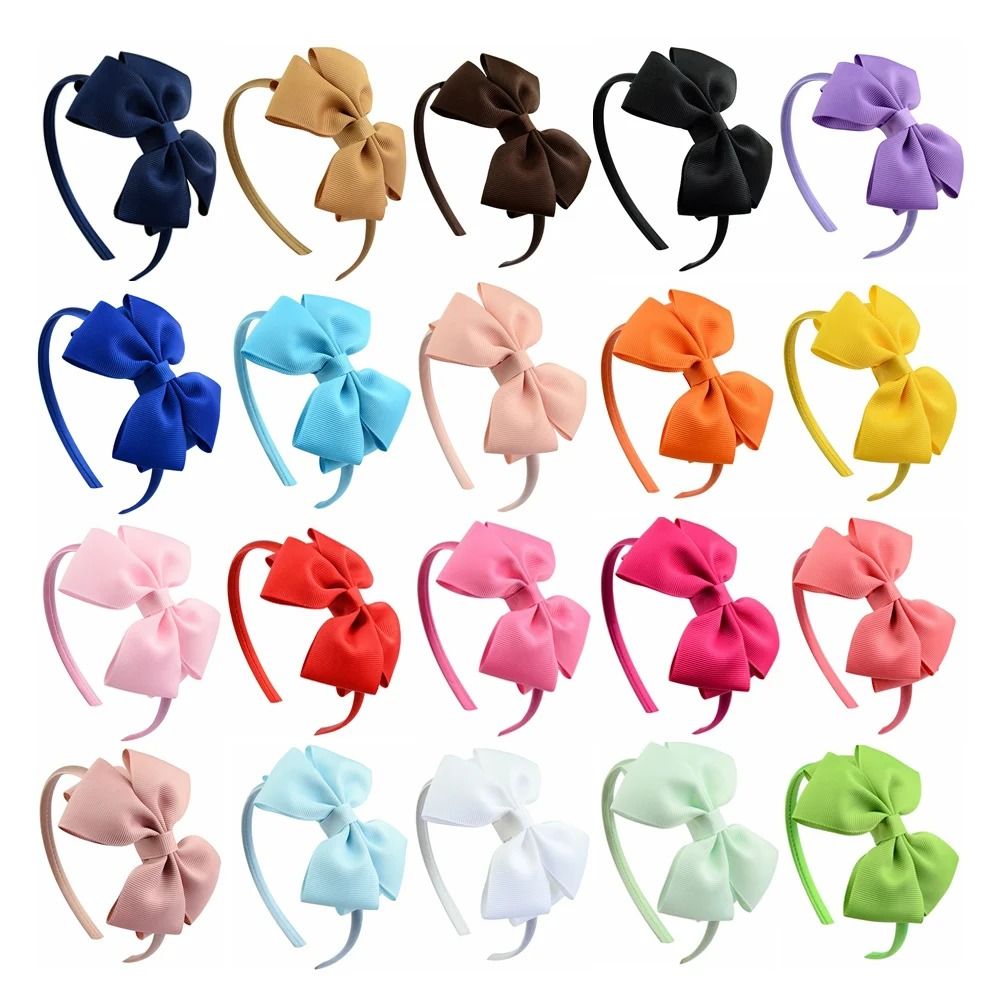 Boutique Grosgrain Ribbon Bow Headband 4Inch Handmade Hair Accessory For Girls 5