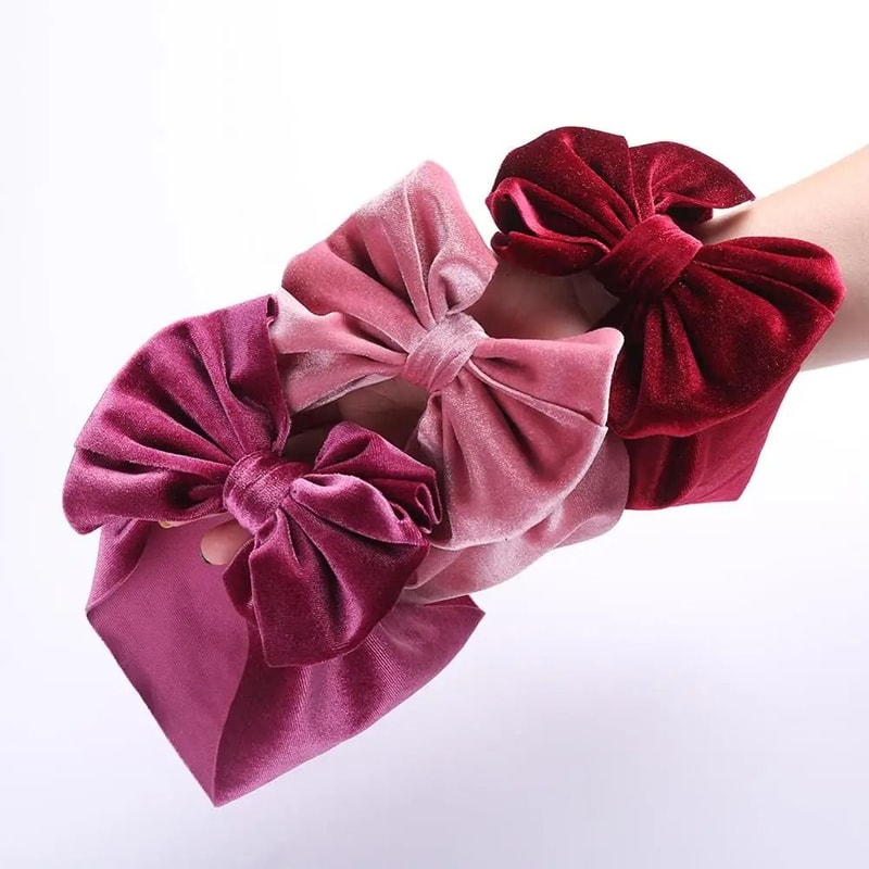 Vintage Velvet Boutique Baby Headband Premium HandTied Bow Turban For Newborns 0