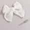 Artisanal White Lace Hair Bow Premium Floral Embroidery Clip For Infants Toddlers 4