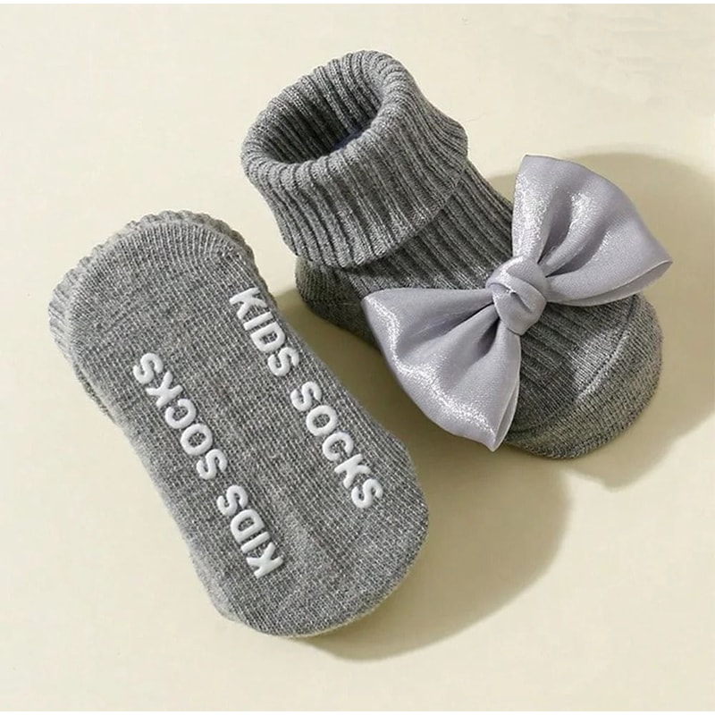 4Pack Premium Bow Ankle Socks AntiSlip Soft Cotton Footwear For Infants 5