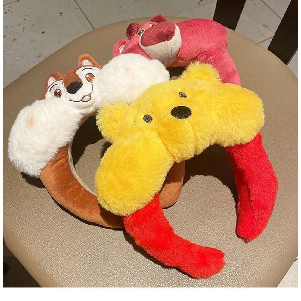 Disney Character Plush Hair Hoop Cartoon Winnie Strawberry Bear Face Wash Headband 5