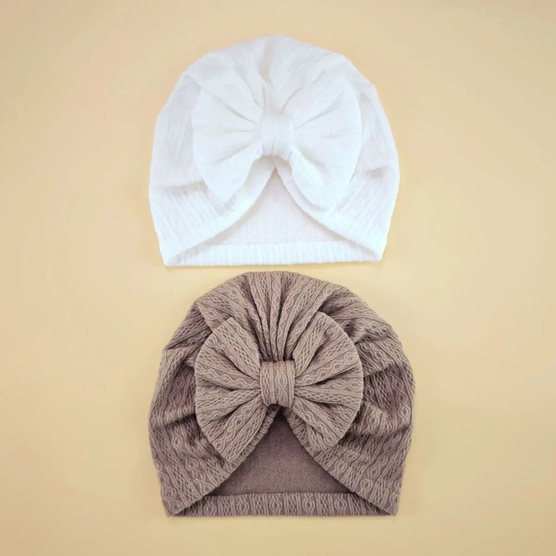 Elite BigBow Newborn Turban HighStretch Solid Color Beanie For Infants 10
