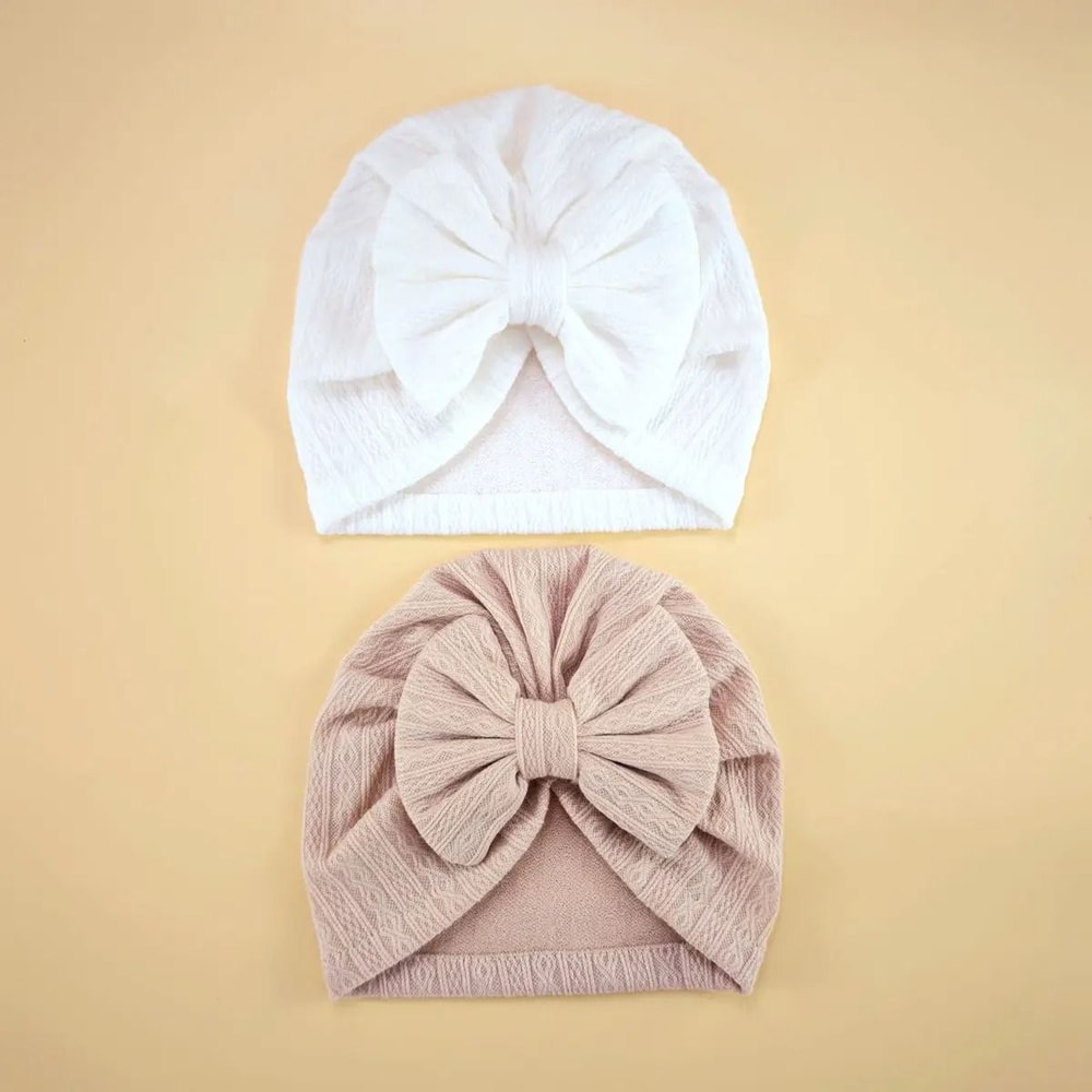 Elite BigBow Newborn Turban HighStretch Solid Color Beanie For Infants 12