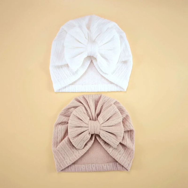 Elite BigBow Newborn Turban HighStretch Solid Color Beanie For Infants 12