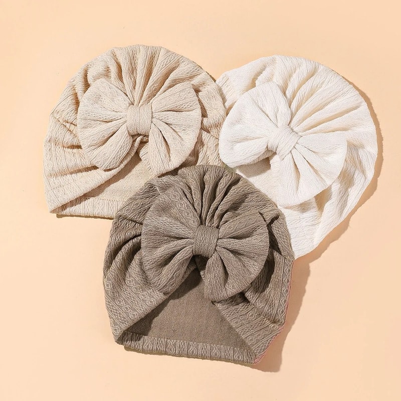 Elite BigBow Newborn Turban HighStretch Solid Color Beanie For Infants 1