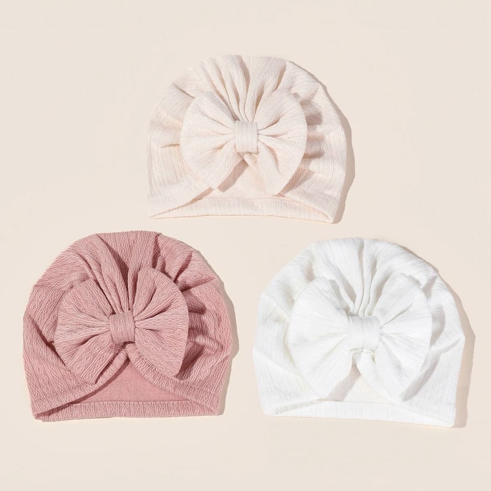 Elite BigBow Newborn Turban HighStretch Solid Color Beanie For Infants 2
