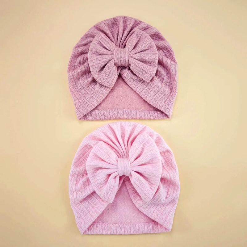 Elite BigBow Newborn Turban HighStretch Solid Color Beanie For Infants 5