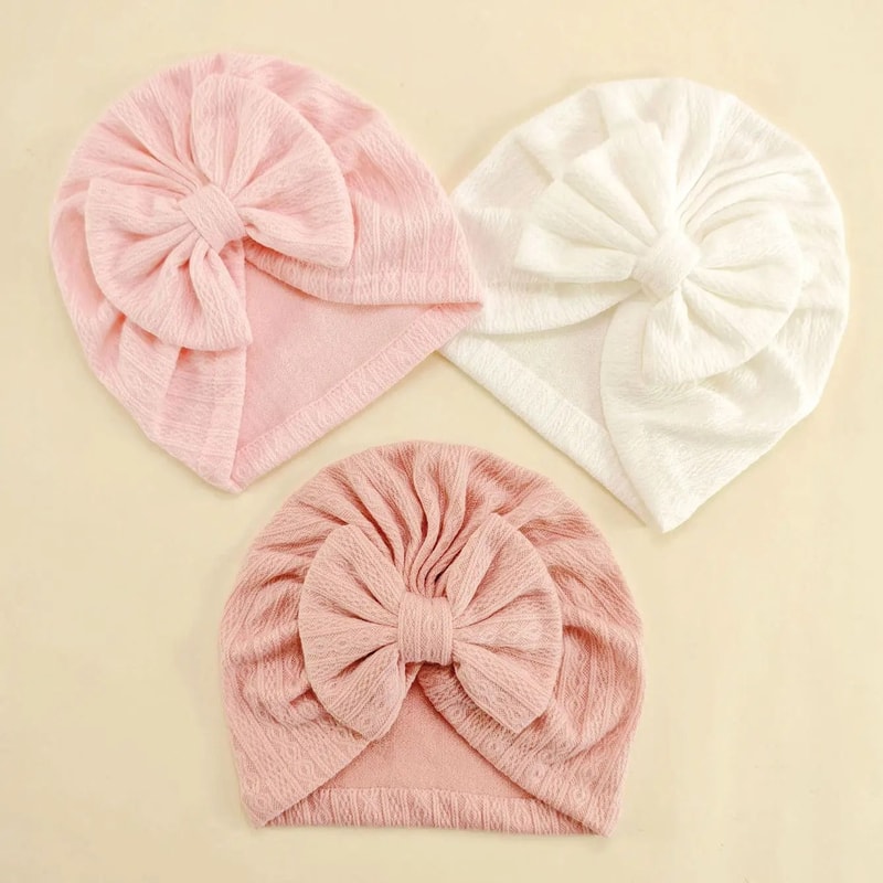 Elite BigBow Newborn Turban HighStretch Solid Color Beanie For Infants 6