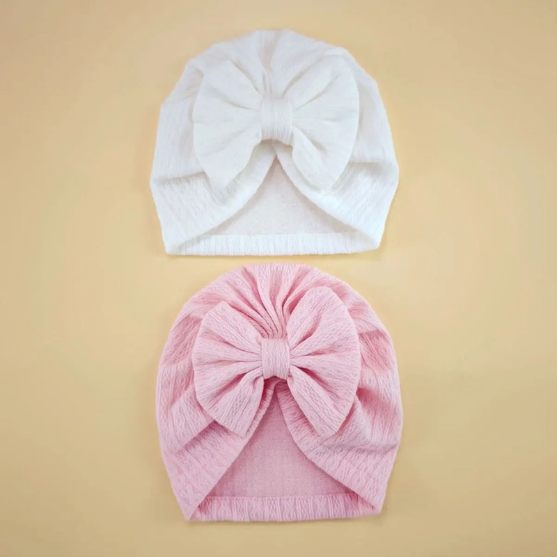 Elite BigBow Newborn Turban HighStretch Solid Color Beanie For Infants 7