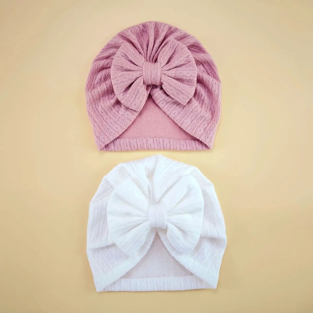 Elite BigBow Newborn Turban HighStretch Solid Color Beanie For Infants 8