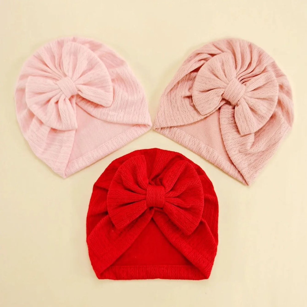 Elite BigBow Newborn Turban HighStretch Solid Color Beanie For Infants 16