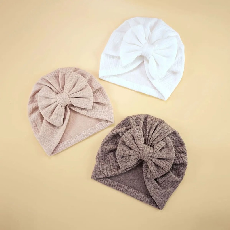 Elite BigBow Newborn Turban HighStretch Solid Color Beanie For Infants 17