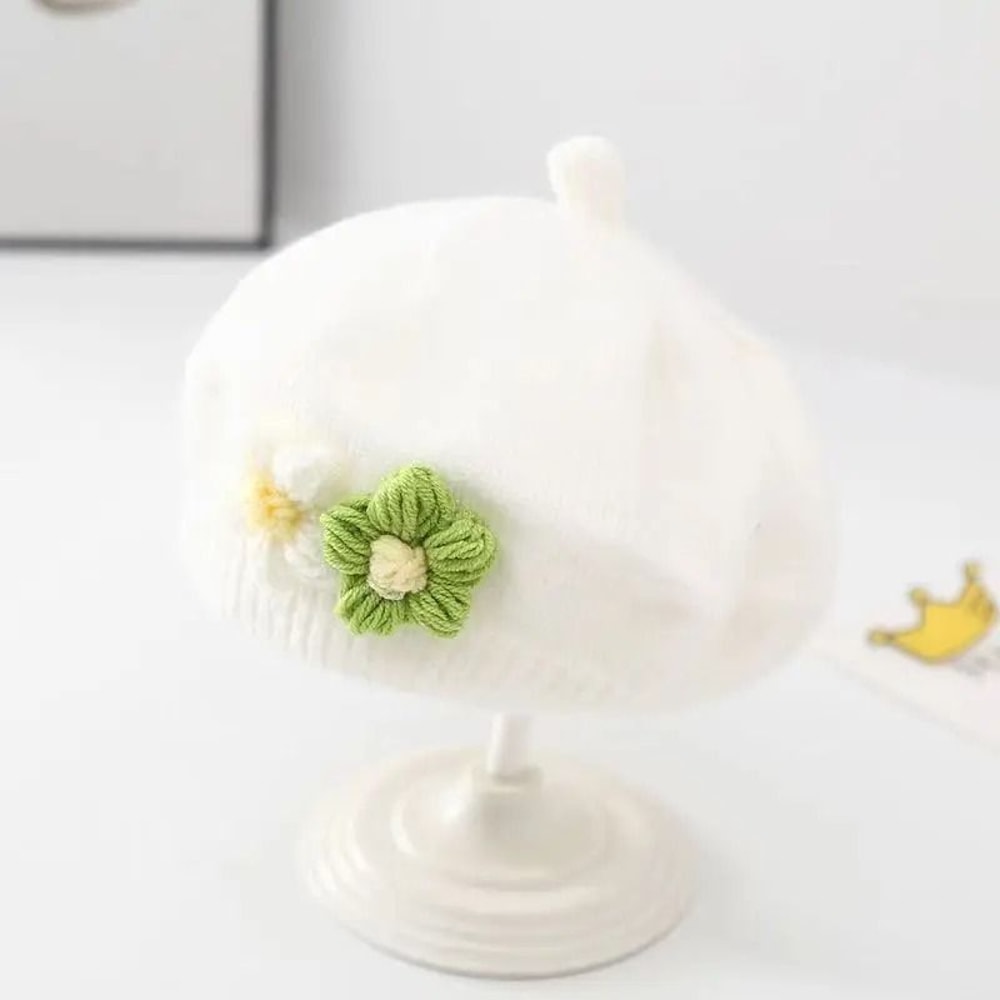 Elite Knitted Painter Beret Vintage Floral Artist Cap For Kids 11