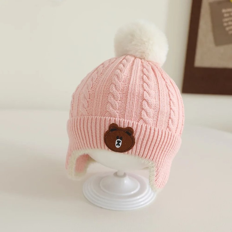 UrsineKinetic Pompom Beanie Premium Knitted EarProtection Hat For Toddlers 6