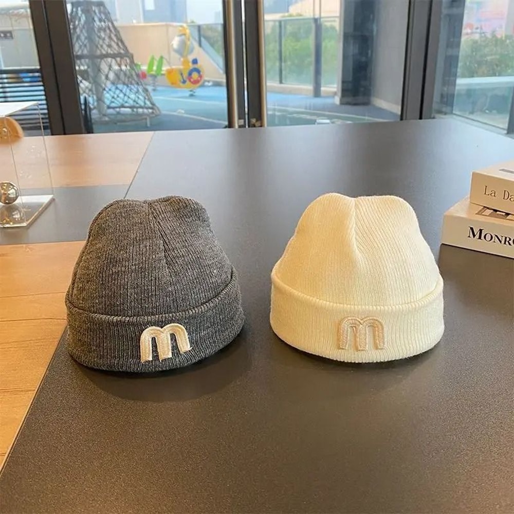 KoreanStyle Letter Knit Beanie Premium Woolen Skull Cap For Infants 1