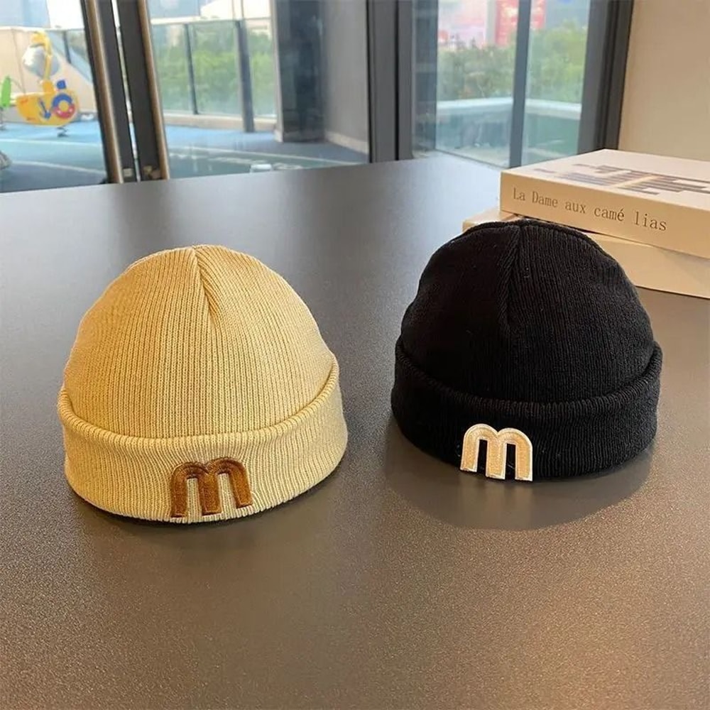 KoreanStyle Letter Knit Beanie Premium Woolen Skull Cap For Infants 3