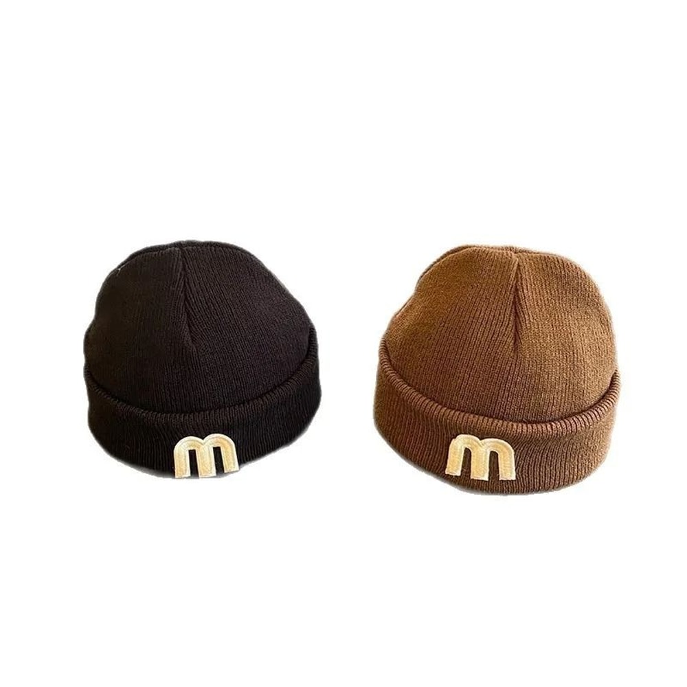 KoreanStyle Letter Knit Beanie Premium Woolen Skull Cap For Infants 4