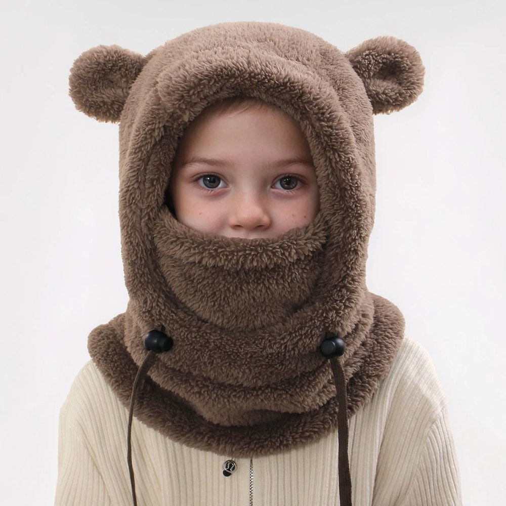 Integrated Bear Balaclava System Premium Childrens Thermal Headgear Plush Scarf 5