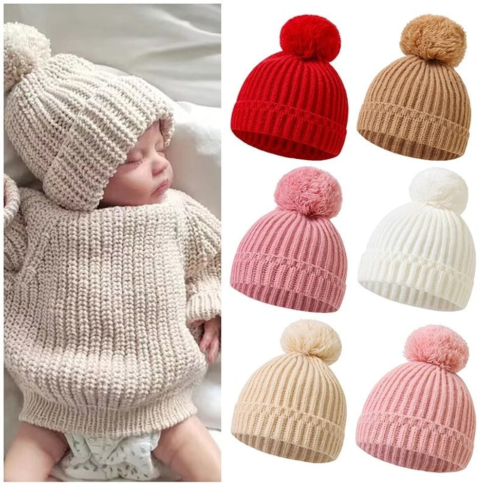 Elite Pompom Crochet Beanie Premium Knitted Thermal Headwrap For Newborns 2