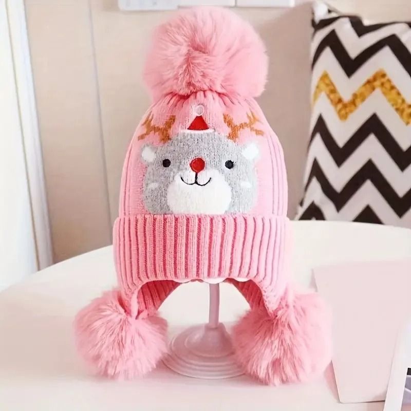 CervidaeKinetic Holiday Beanie Premium TriplePompom Christmas Earflap Hat 0