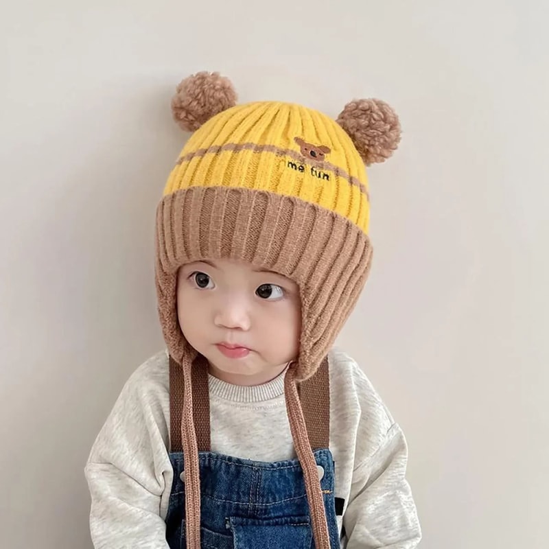 CartoonKinetic Lacing Beanie Premium AntiCold Knitted Hat For Toddlers 3
