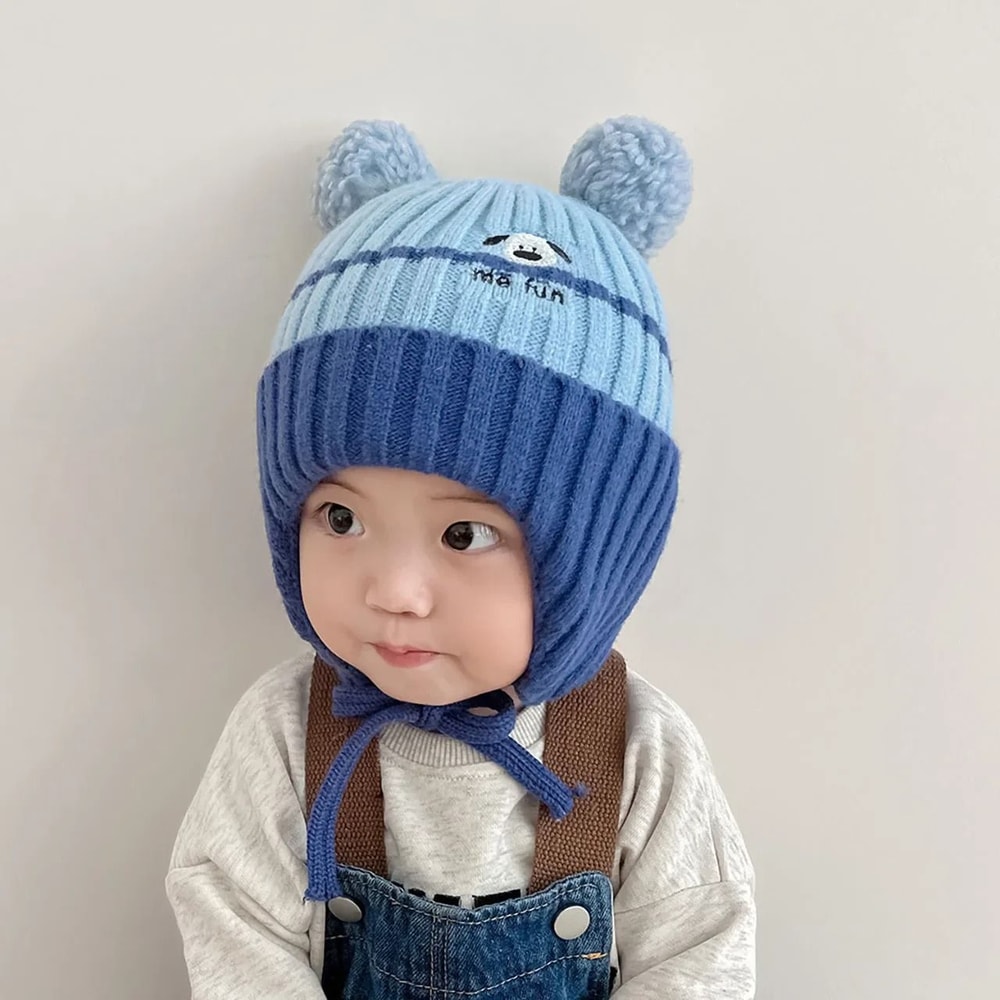 CartoonKinetic Lacing Beanie Premium AntiCold Knitted Hat For Toddlers 6
