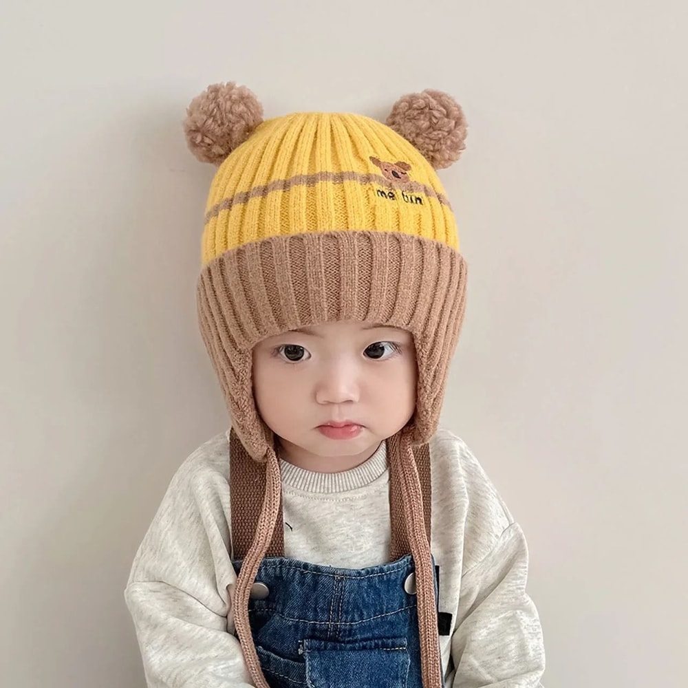 CartoonKinetic Lacing Beanie Premium AntiCold Knitted Hat For Toddlers 7