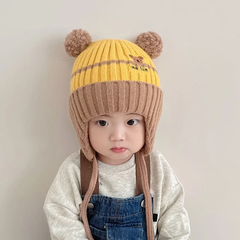 CartoonKinetic Lacing Beanie Premium AntiCold Knitted Hat For Toddlers 7