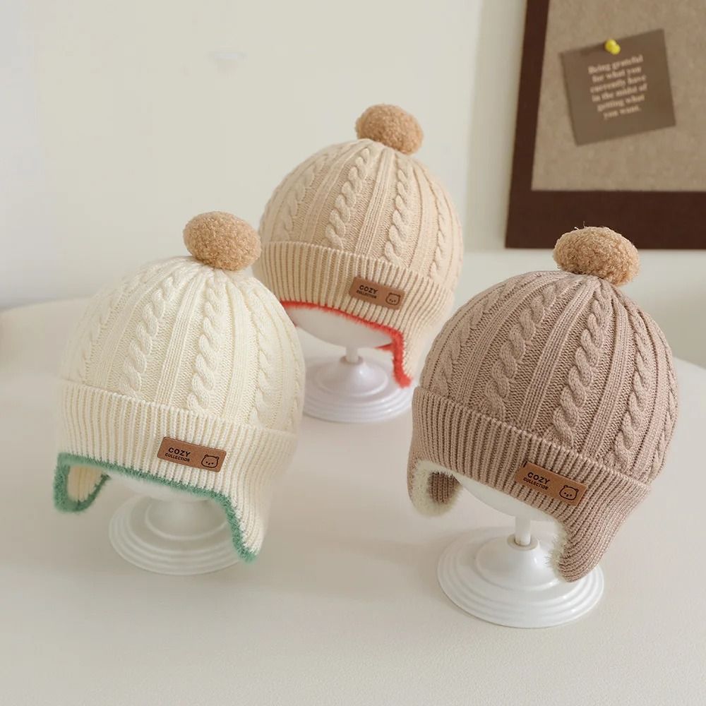 PompomKinetic Earflap Beanie Premium Windproof Knitted Hat For Infants 1