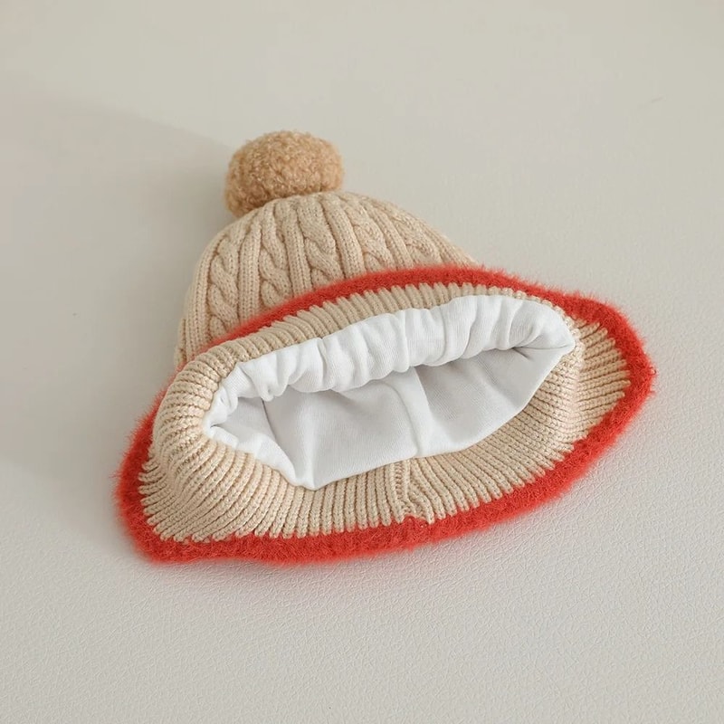 PompomKinetic Earflap Beanie Premium Windproof Knitted Hat For Infants 3