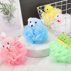 cartoon animal loofah – premium mesh bath pouf & body scrubber for kids