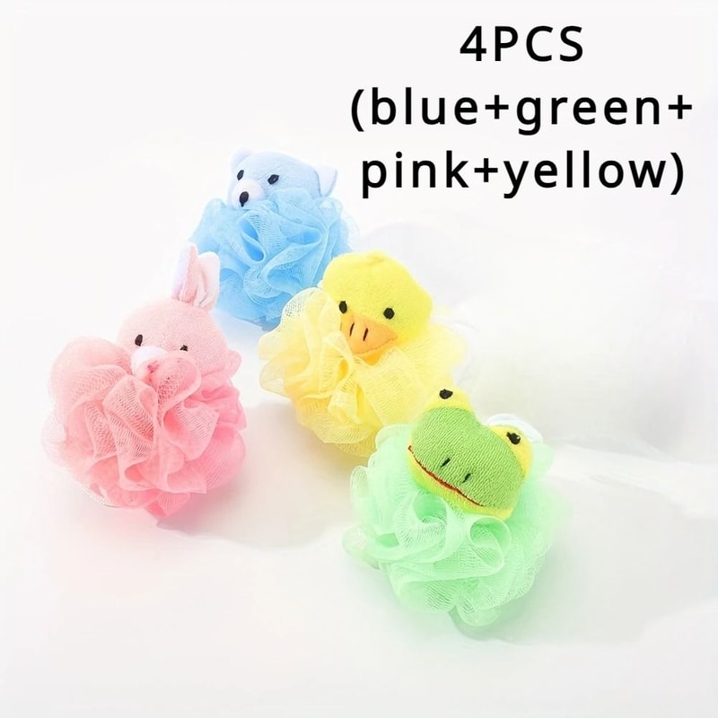 Cartoon Animal Loofah Premium Mesh Bath Pouf Body Scrubber For Kids 10
