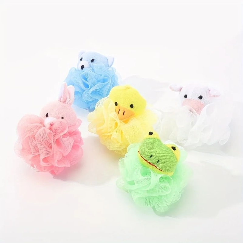 Cartoon Animal Loofah Premium Mesh Bath Pouf Body Scrubber For Kids 2