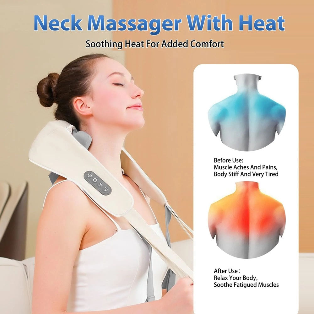 Cordless 4D Shiatsu Massager Premium Deep Tissue Neck Shoulder Kneading System 3