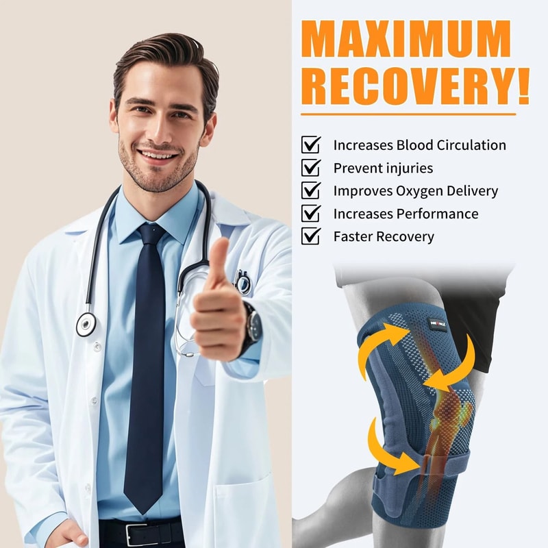 AeroKinetic Patella System Premium NEENCA Compression Knee Sleeve With Side Stabilizers 3