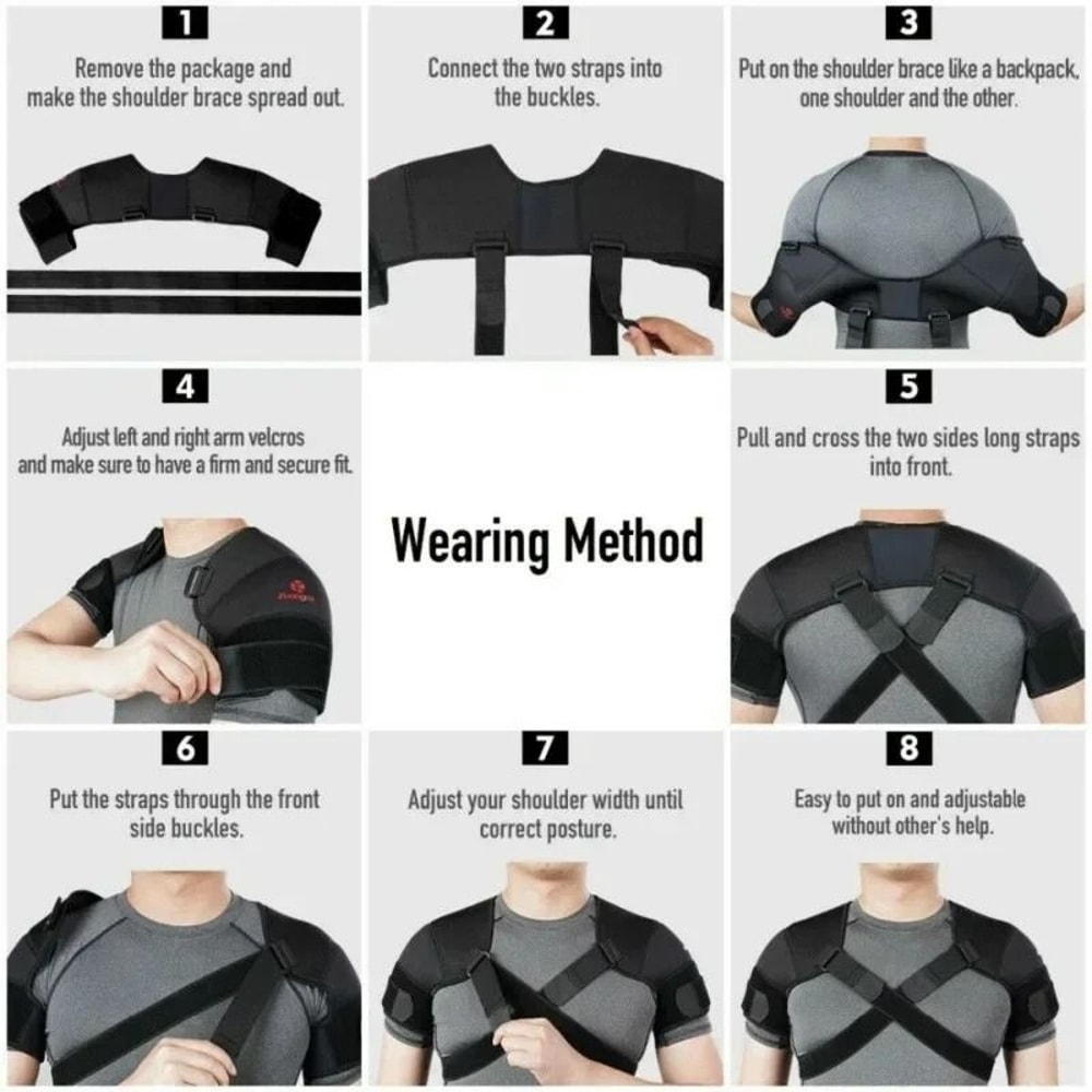 Double Shoulder Warm Compression Recovery Wrap For Rotator Cuff And Tendonitis Relief 5