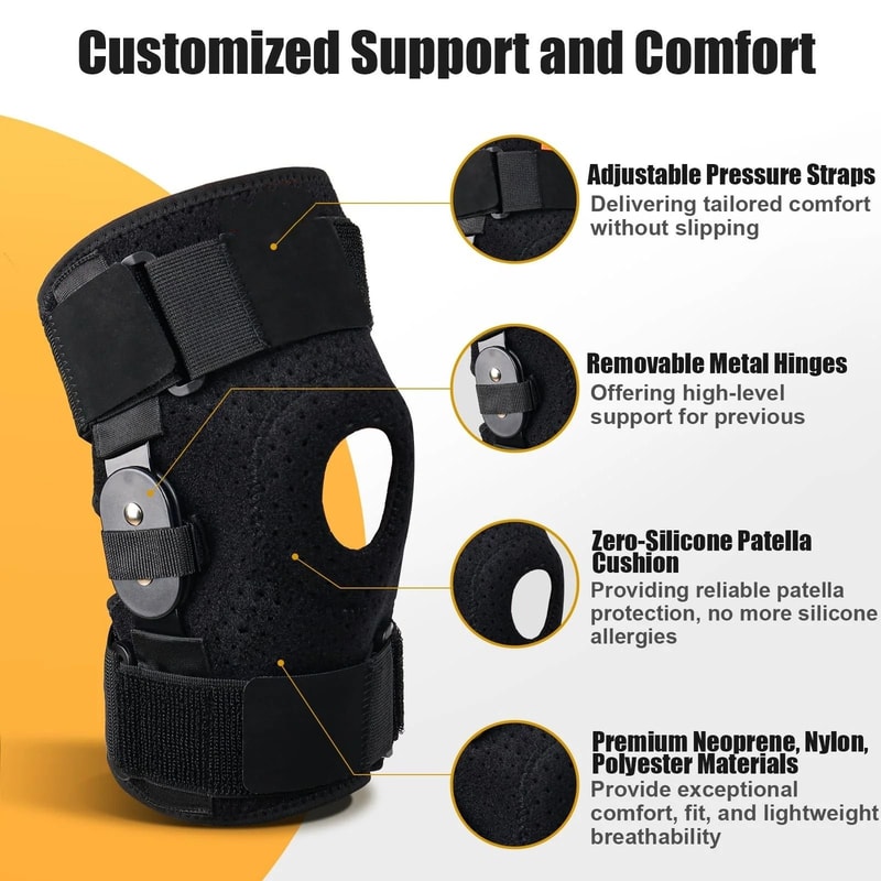 Hinged Knee Brace Adjustable Support Wrap For Pain Relief And ACL MCL Recovery 2