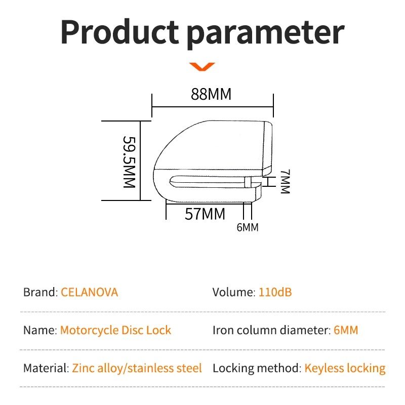 110dB Waterproof Motorcycle Disc Brake Alarm Lock With Keyless Security 4