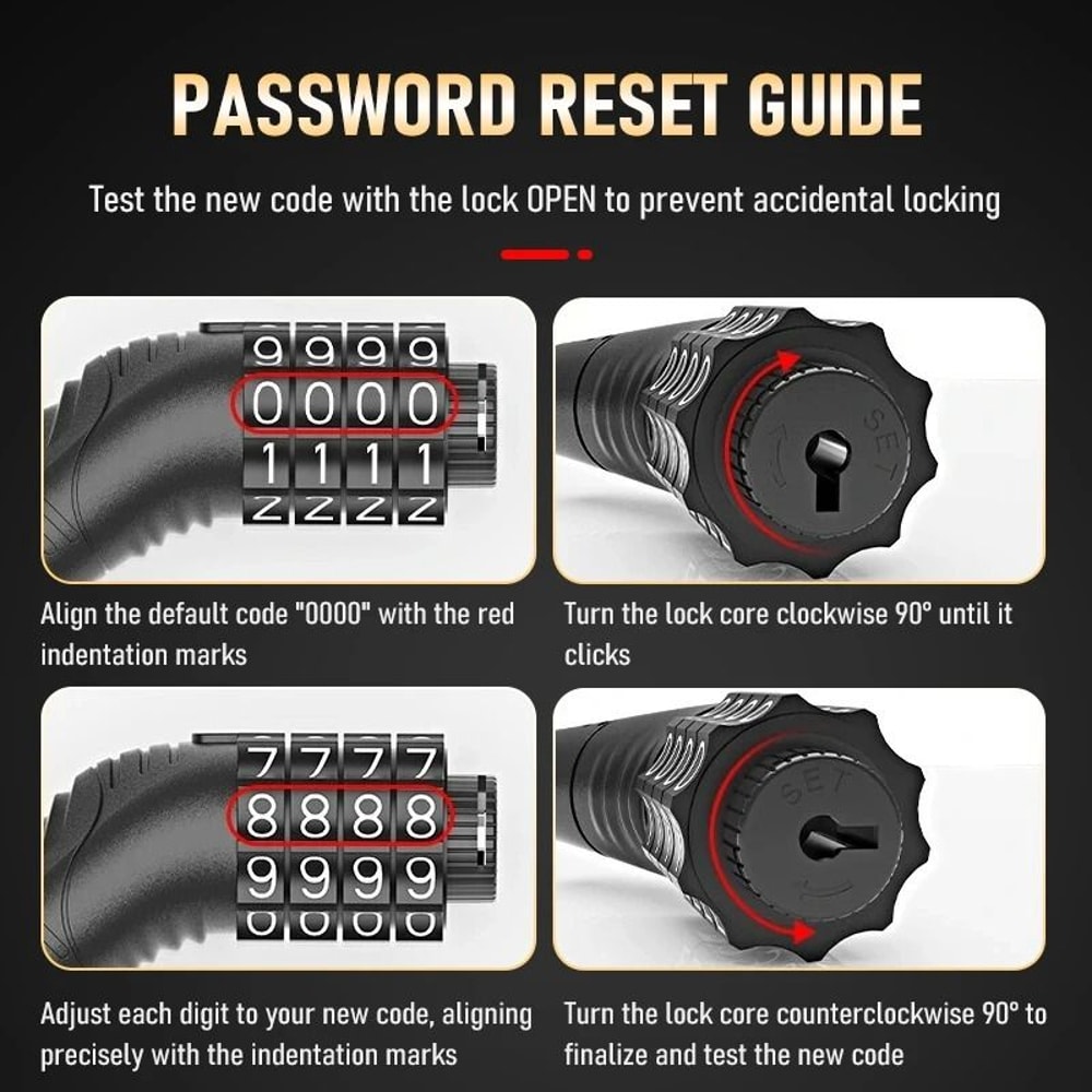 HighSecurity 4Digit Combination Bike Lock And Reinforced Steel Cable 2