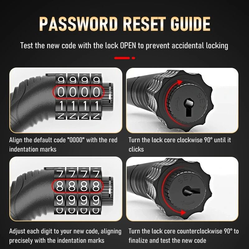 HighSecurity 4Digit Combination Bike Lock And Reinforced Steel Cable 2