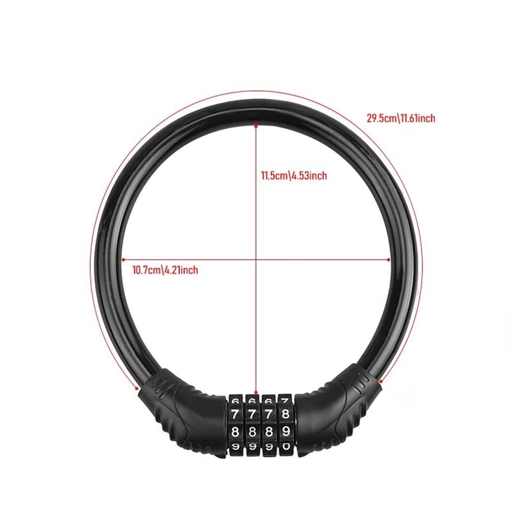 HighSecurity 4Digit Combination Bike Lock And Reinforced Steel Cable 5