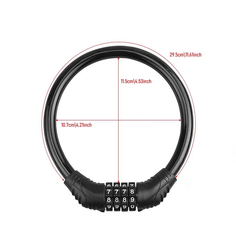 HighSecurity 4Digit Combination Bike Lock And Reinforced Steel Cable 5