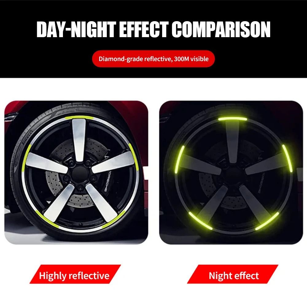 20Piece HighVisibility Hub Decals And Rainbow Fluorescent Reflective Safety Tape 4